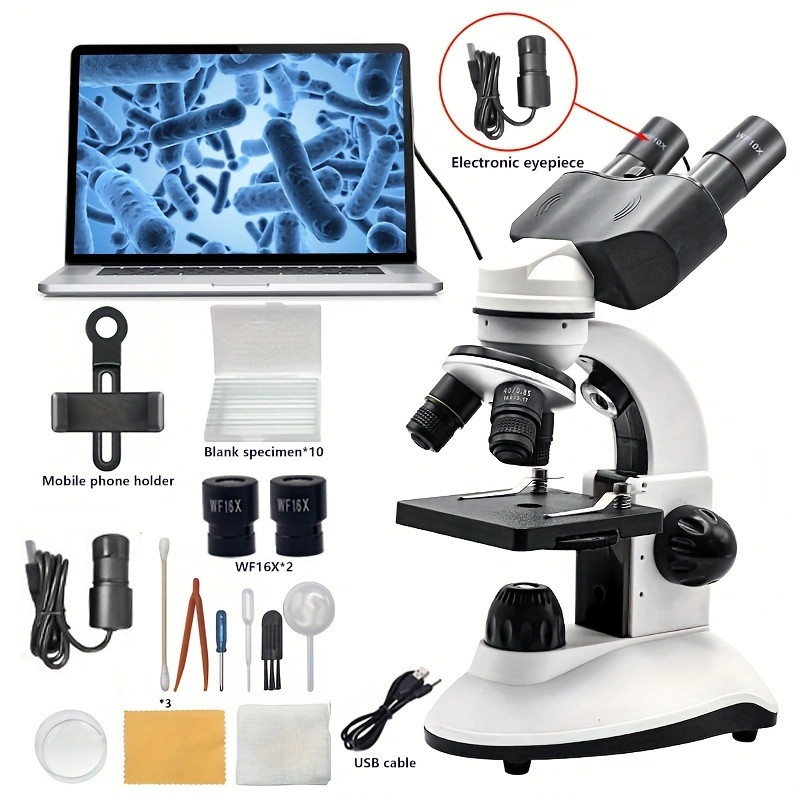 Microscope Compound 40X - 40X-1280X samengestelde binoculaire microscoop, dubbele LED