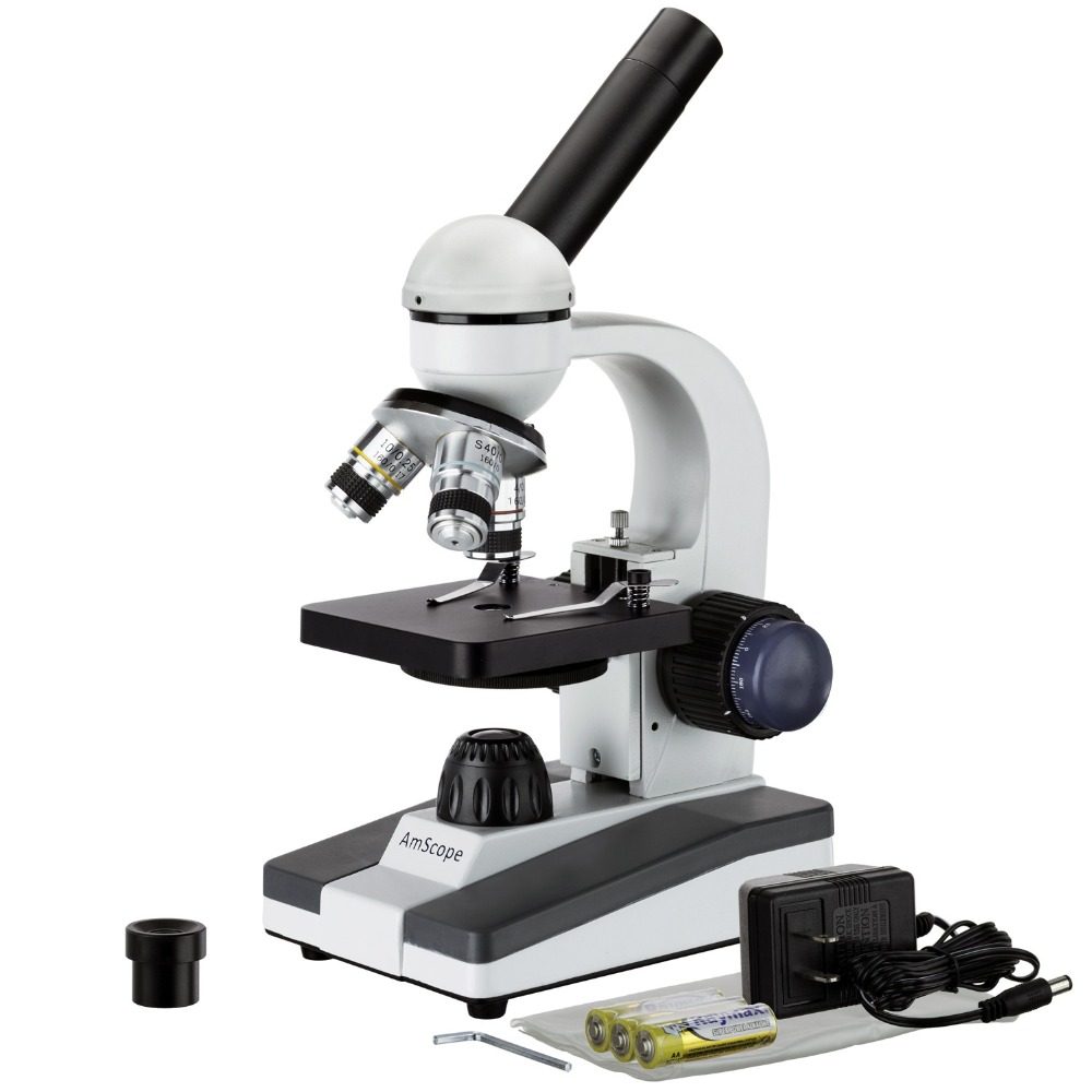 Microscope Compound 40X - AmScope M150-serie draagbare LED-monoculaire studentencomposietmicroscoop 40X-1000X