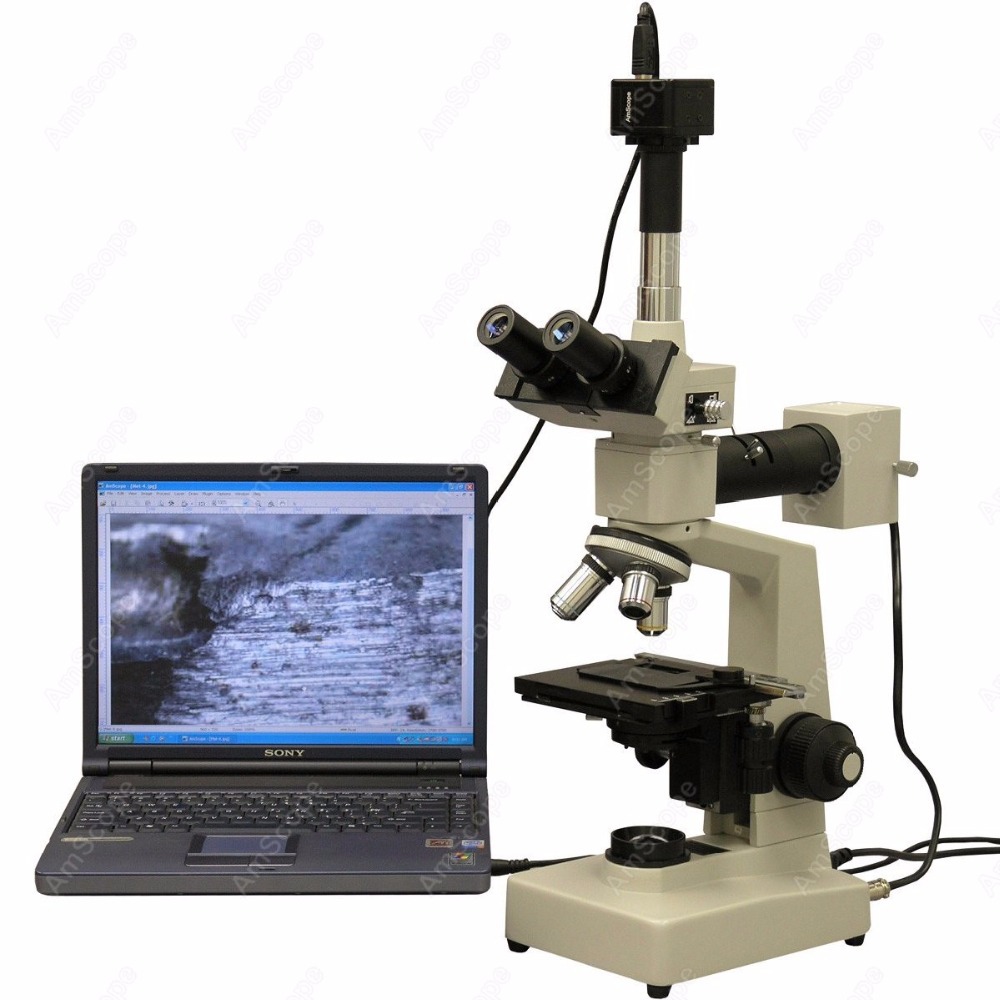 Microscope Compound 40X - AmScope Metallurgische Trinoculaire Samengestelde Microscoop 40X-1600X