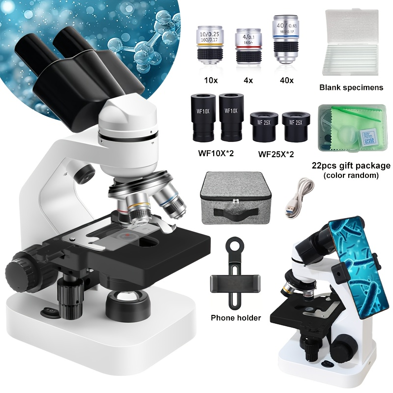 Microscope Compound 40X - Professionele samengestelde binoculaire microscoop 40X-1000X, LED-licht,