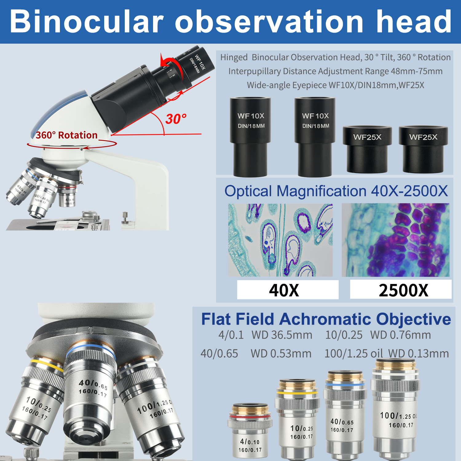 KOPPACE 40X-2500X binoculaire  - Microscope Compound 40X recensie en prijs